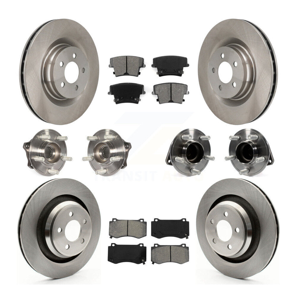 Front Rear Hub Bearings Assembly Disc Brake Rotors And Semi-Metallic Pads Kit (10Pc) For 2015 Dodge Charger R T Scat Pack with RWD 6.4L KBB-109776