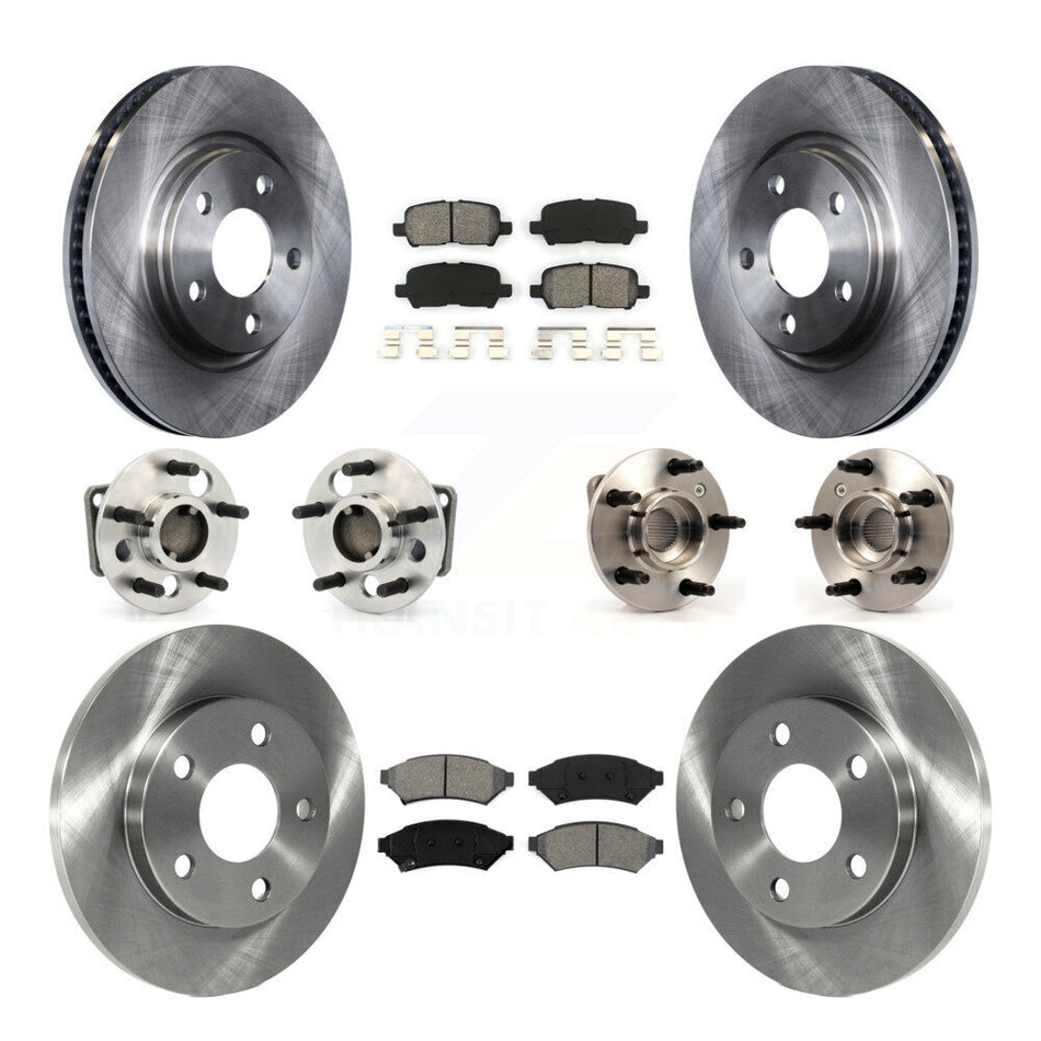 Front Rear Hub Bearings Assembly Disc Brake Rotors And Semi-Metallic Pads Kit (10Pc) For Pontiac Grand Prix Buick LaCrosse Allure KBB-109788