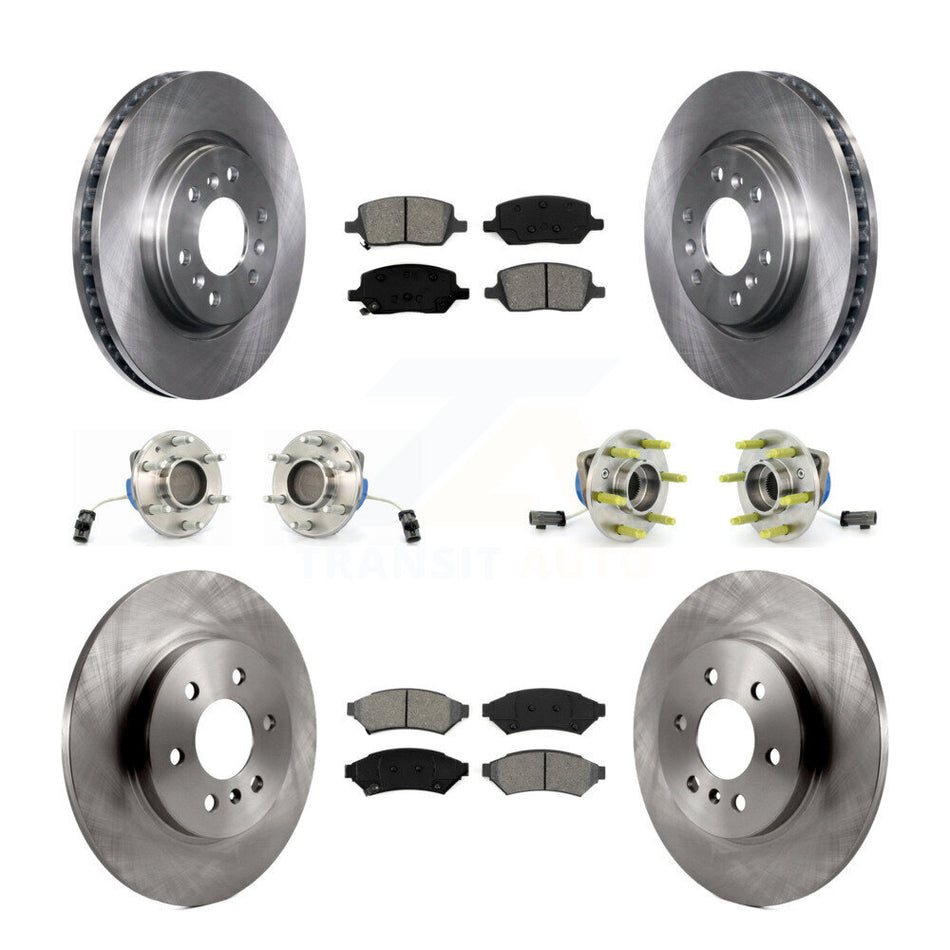 Front Rear Hub Bearings Assembly Disc Brake Rotors And Semi-Metallic Pads Kit (10Pc) For Chevrolet Uplander Buick Terraza Pontiac Montana 3 Hole Triangular Flange KBB-109793