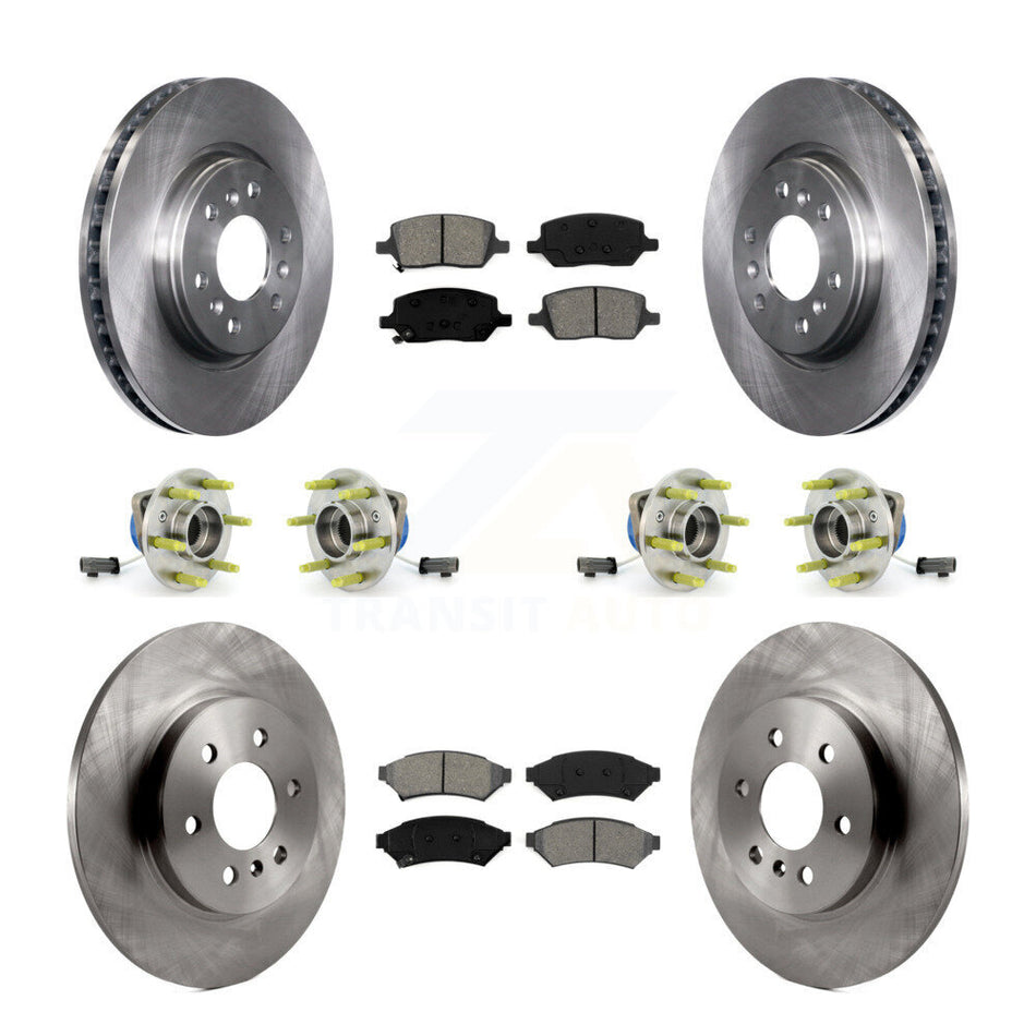 Front Rear Hub Bearings Assembly Disc Brake Rotors And Semi-Metallic Pads Kit (10Pc) For 2006 Saturn Relay AWD With FE1 Suspension FE2 FE3 KBB-109794
