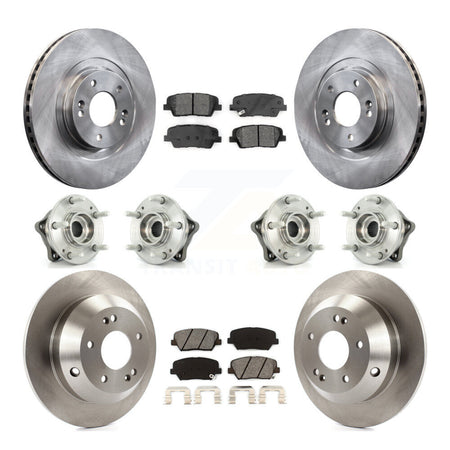 Front Rear Hub Bearing Disc Brake Rotor And Pads Kit (10Pc) For 2014-2015 Kia Sorento AWD KBB-109805