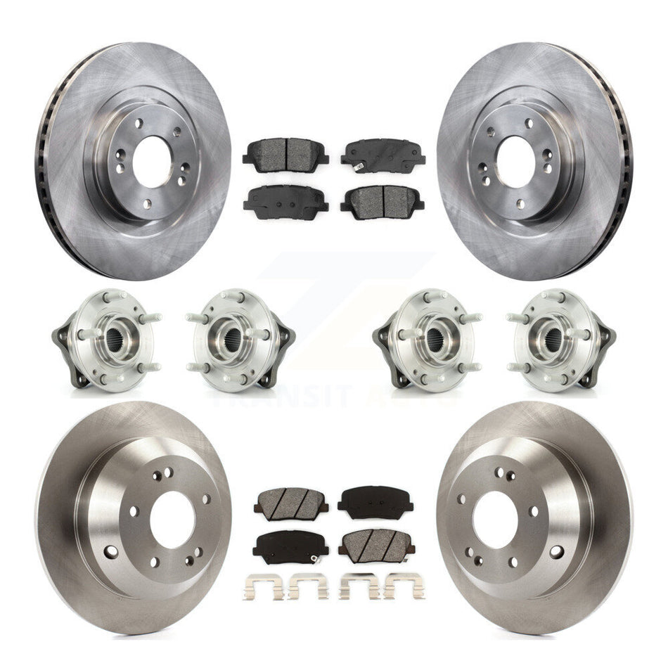 Front Rear Hub Bearing Disc Brake Rotor And Pads Kit (10Pc) For 2014-2015 Kia Sorento AWD KBB-109805