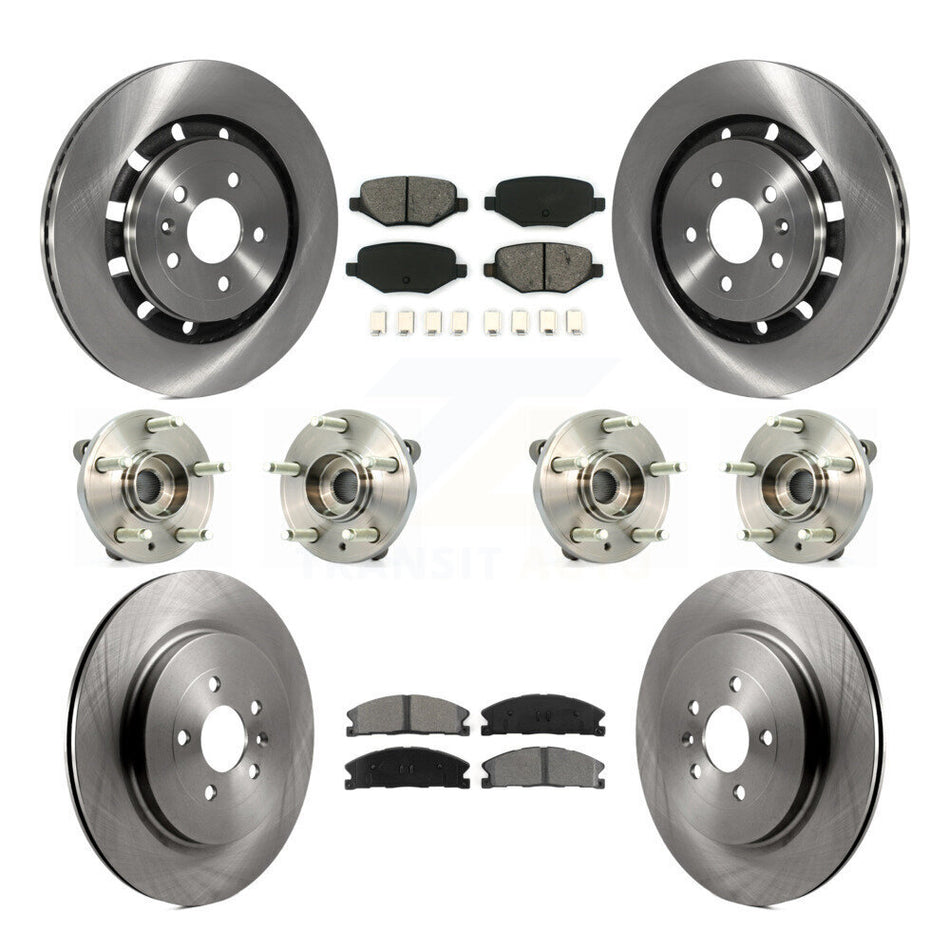 Front Rear Hub Bearings Assembly Disc Brake Rotors And Semi-Metallic Pads Kit (10Pc) For Lincoln MKS Ford Flex Taurus MKT KBB-109812