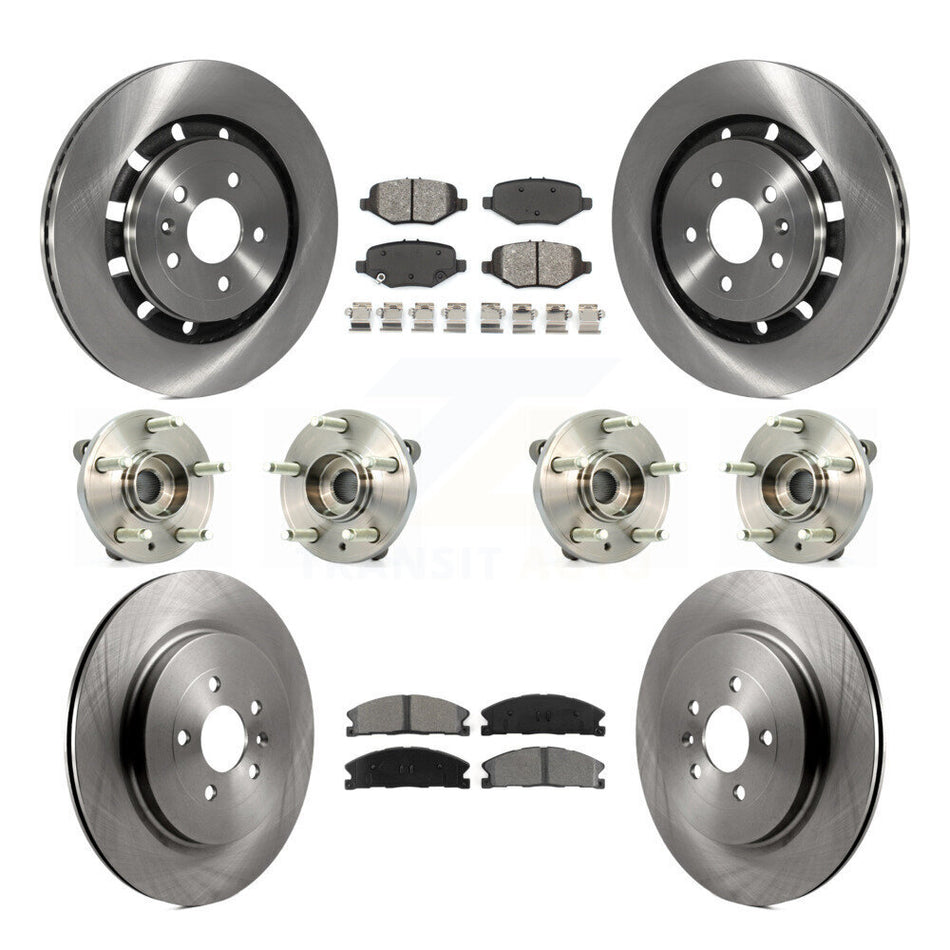 Front Rear Hub Bearings Assembly Disc Brake Rotors And Semi-Metallic Pads Kit (10Pc) For Ford Flex Taurus Lincoln MKS KBB-109813