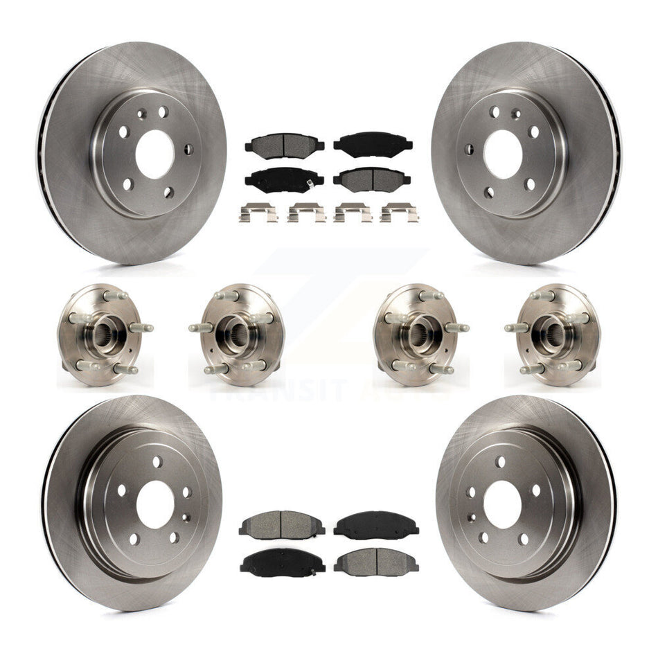 Front Rear Hub Bearings Assembly Disc Brake Rotors And Semi-Metallic Pads Kit (10Pc) For Cadillac CTS KBB-109824