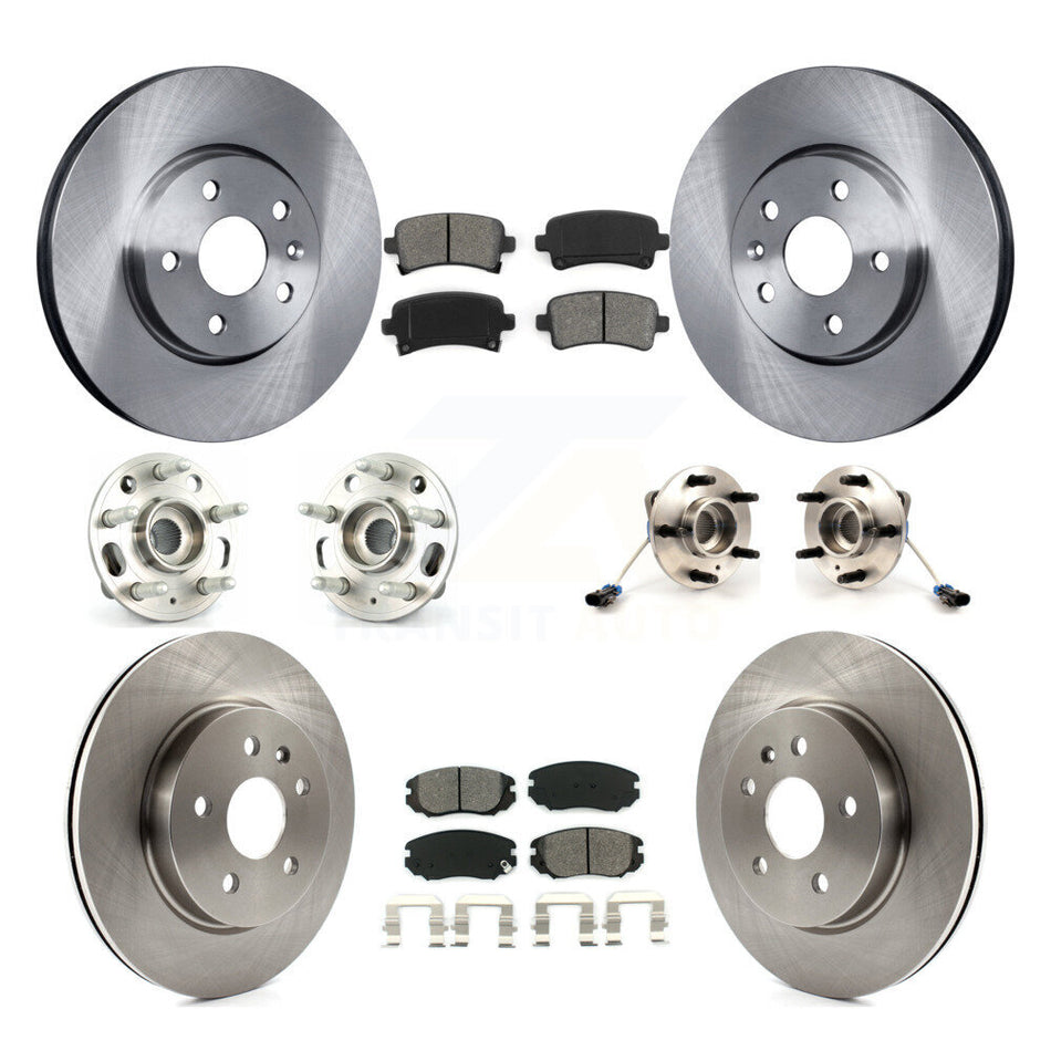 Front Rear Hub Bearings Assembly Disc Brake Rotors And Semi-Metallic Pads Kit (10Pc) For 2010 Buick Allure KBB-109828