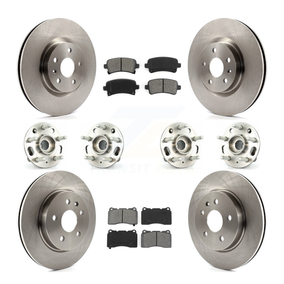Front Rear Hub Bearings Assembly Disc Brake Rotors And Semi-Metallic Pads Kit (10Pc) For 2013-2016 Cadillac XTS Without Heavy Duty Brakes With 5 Lug Wheels KBB-109829