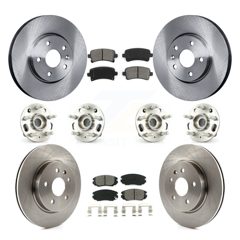 Front Rear Hub Bearings Assembly Disc Brake Rotors And Semi-Metallic Pads Kit (10Pc) For Chevrolet Malibu Impala Buick LaCrosse KBB-109830