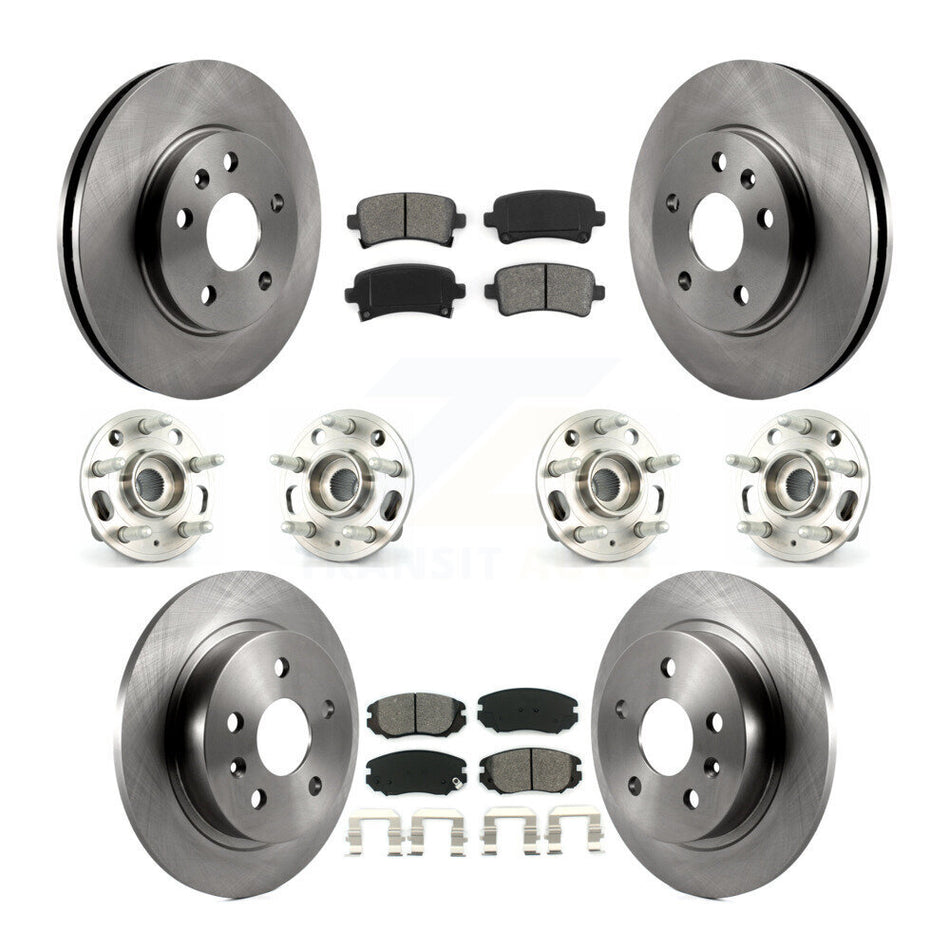Front Rear Hub Bearings Assembly Disc Brake Rotors And Semi-Metallic Pads Kit (10Pc) For 2013-2015 Chevrolet Malibu Naturally Aspirated KBB-109831