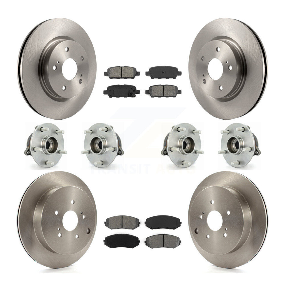 Front Rear Hub Bearings Assembly Disc Brake Rotors And Semi-Metallic Pads Kit (10Pc) For 2009-2013 Suzuki Grand Vitara KBB-109833