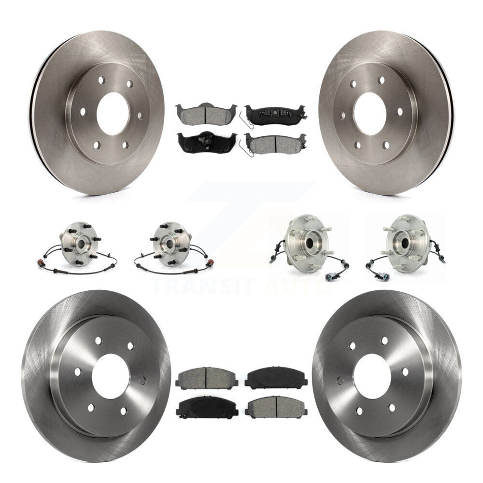 Front Rear Hub Bearings Assembly Disc Brake Rotors And Semi-Metallic Pads Kit (10Pc) For 2007 INFINITI QX56 With 320mm Diameter Rotor To 03 07 KBB-109843
