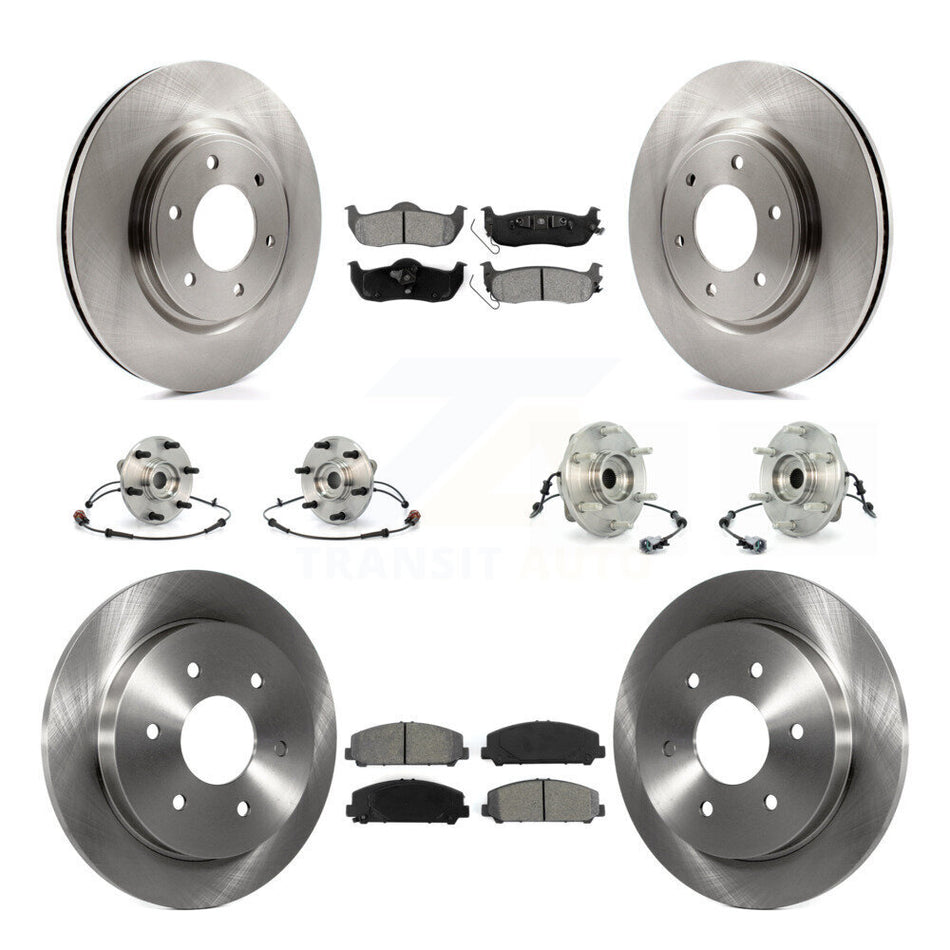 Front Rear Hub Bearings Assembly Disc Brake Rotors And Semi-Metallic Pads Kit (10Pc) For 2007 INFINITI QX56 From 04 07 KBB-109847