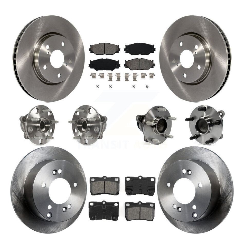 Front Rear Hub Bearings Assembly Disc Brake Rotors And Semi-Metallic Pads Kit (10Pc) For Lexus IS250 KBB-109858