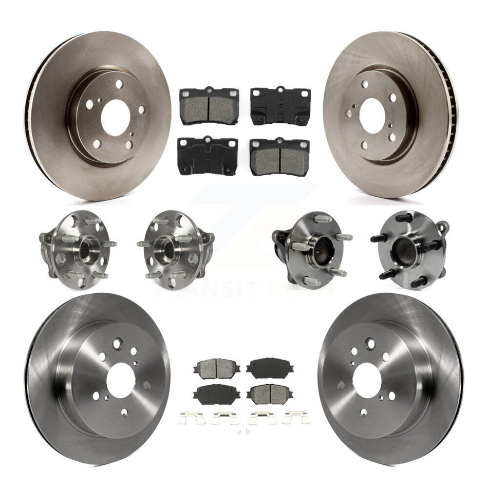 Front Rear Hub Bearings Assembly Disc Brake Rotors And Semi-Metallic Pads Kit (10Pc) For Lexus IS250 GS300 KBB-109860