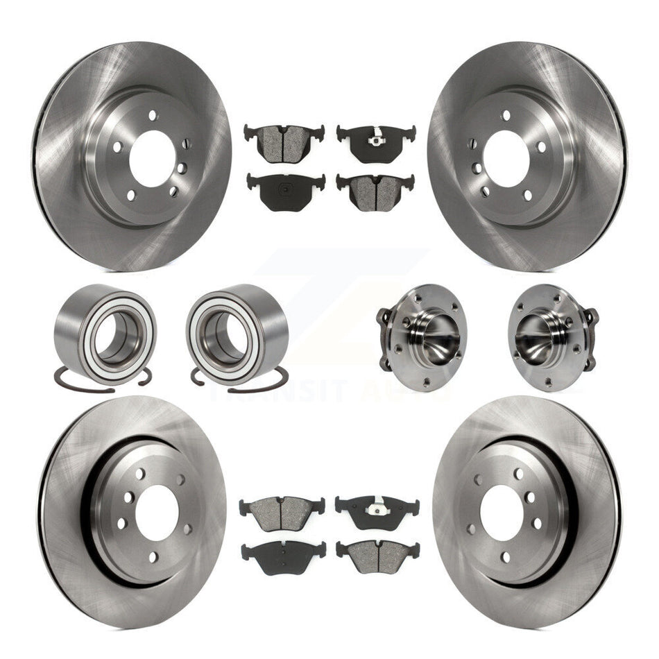 Front Rear Wheel Hub Bearings Assembly Disc Brake Rotors And Semi-Metallic Pads Shoes Kit (10Pc) For 2006 BMW 330Ci KBB-109869