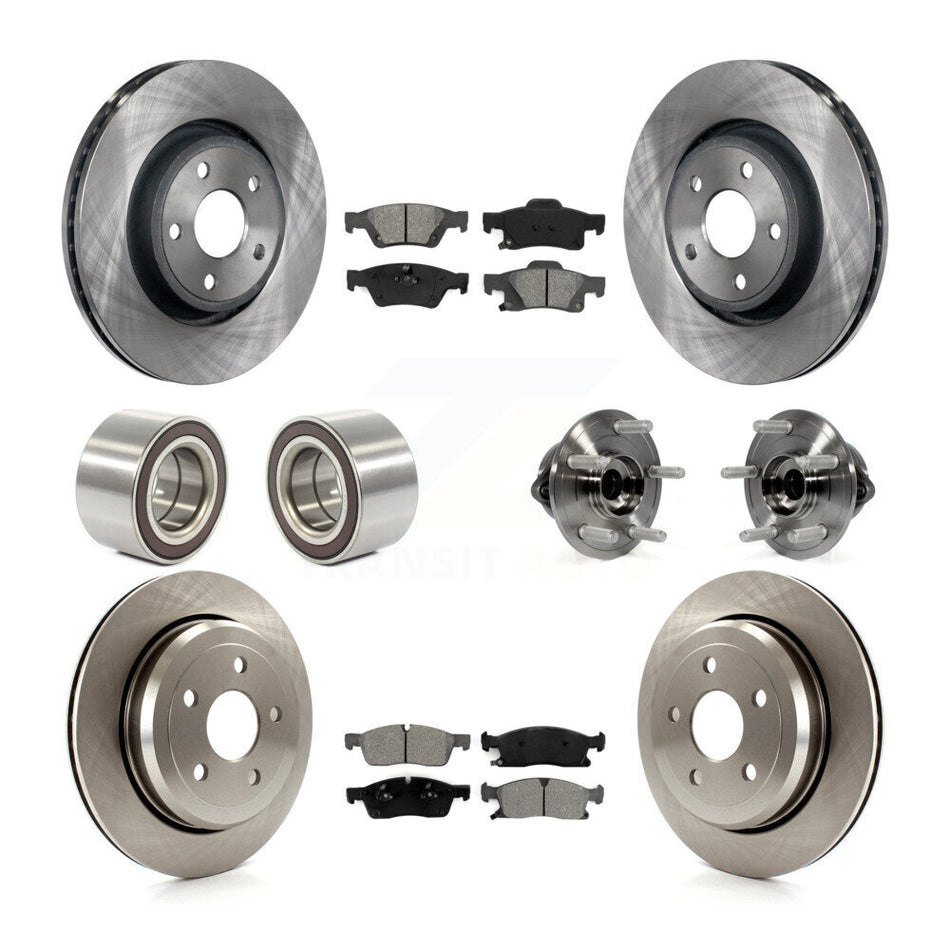 Front Rear Wheel Hub Bearings Assembly Disc Brake Rotors And Semi-Metallic Pads Shoes Kit (10Pc) For Dodge Durango Jeep Grand Cherokee KBB-109874