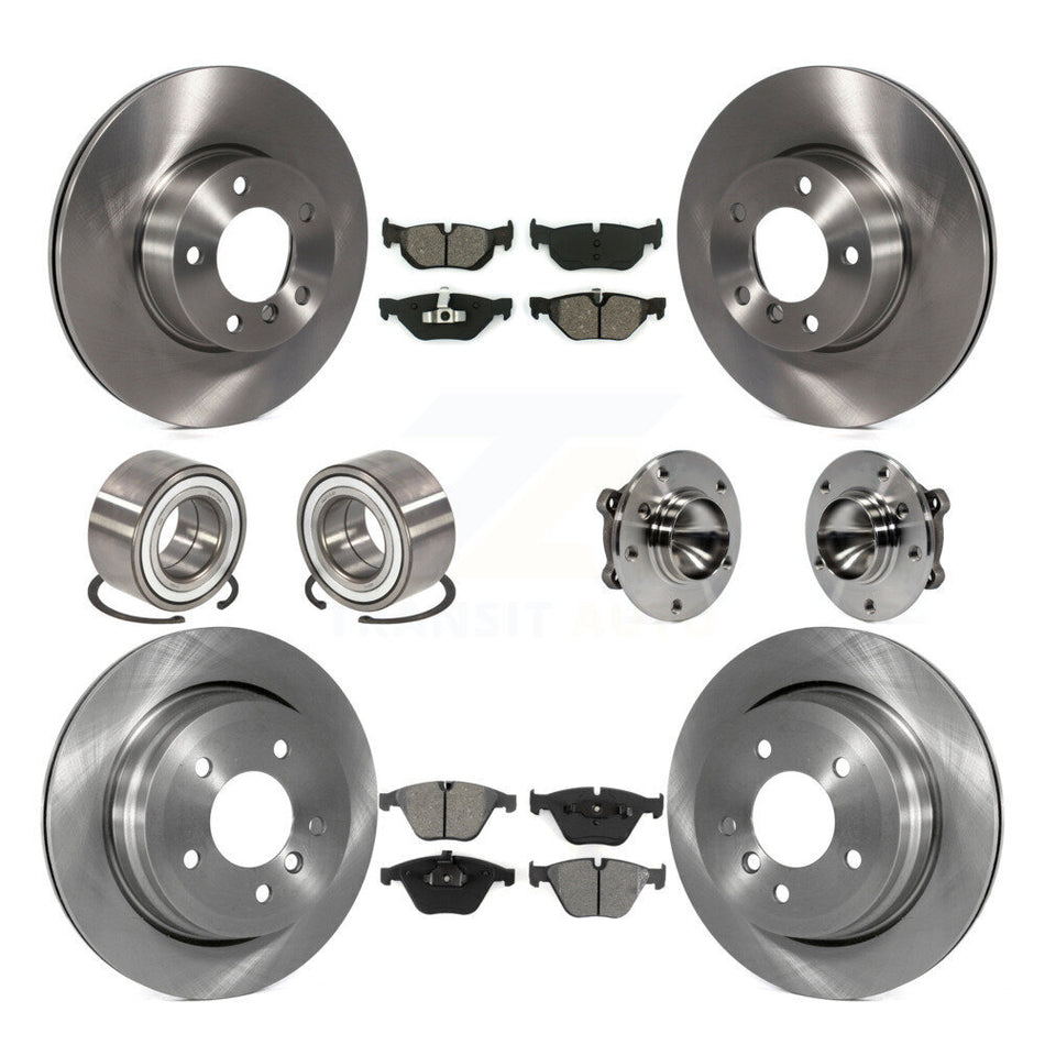 Front Rear Wheel Hub Bearings Assembly Disc Brake Rotors And Semi-Metallic Pads Shoes Kit (10Pc) For BMW 328i KBB-109880