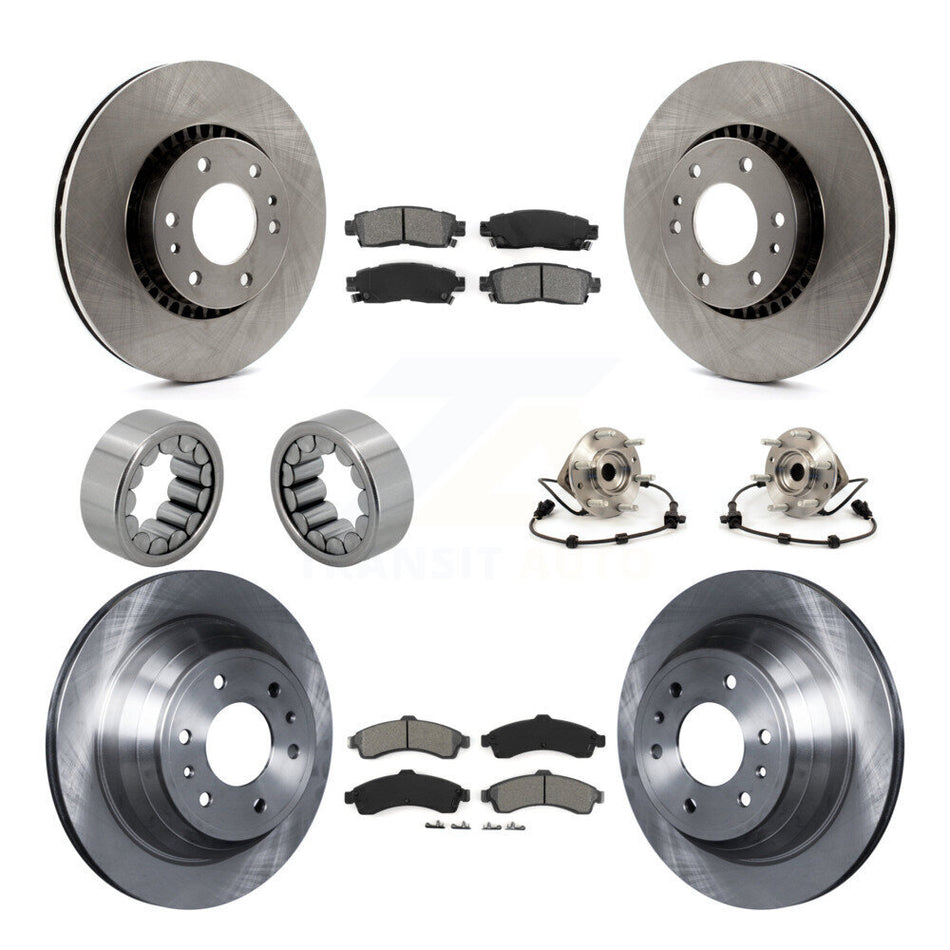 Front Rear Hub Bearing Brake Rotor & Pad Shoe Kit (10Pc) For Chevrolet GMC Trailblazer XL KBB-109886