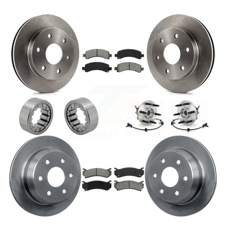 Front Rear Hub Bearing Brake Rotor & Pad Shoe Kit (10Pc) For Chevrolet Avalanche 1500 4WD KBB-109893