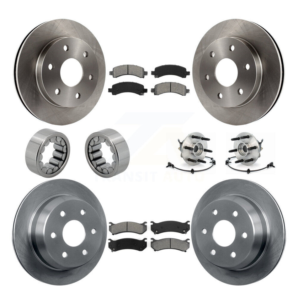 Front Rear Hub Bearing Brake Rotor & Pad Shoe Kit (10Pc) For Chevrolet Avalanche 1500 4WD KBB-109893