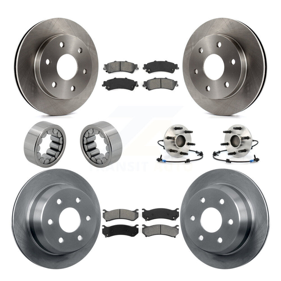 Front Rear Hub Bearing Brake Rotor & Pad Shoe Kit (10Pc) For Chevrolet Silverado 1500 GMC KBB-109898