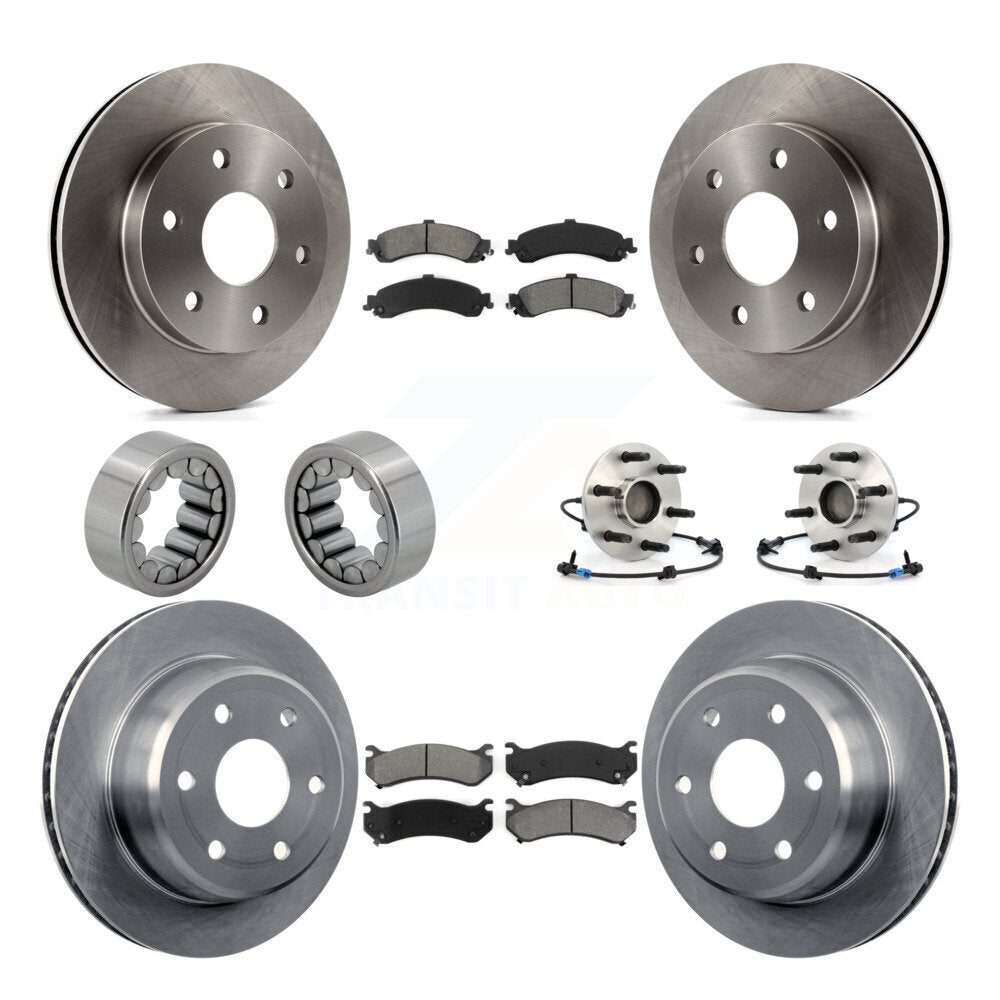 Front Rear Hub Bearing Brake Rotor & Pad Shoe Kit (10Pc) For Chevrolet Avalanche 1500 RWD KBB-109901