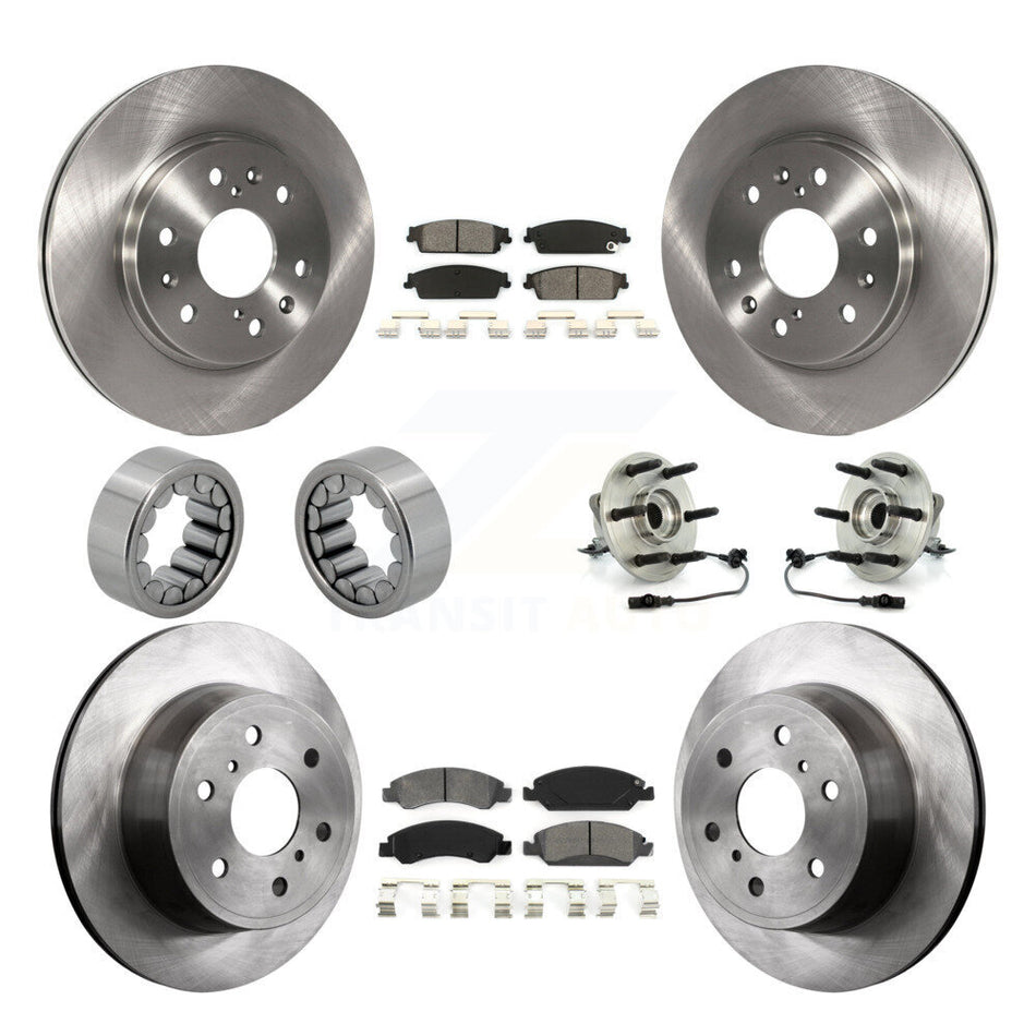 Front Rear Hub Bearing Brake Rotor & Pad Shoe Kit (10Pc) For Chevrolet GMC Sierra 1500 XL KBB-109908