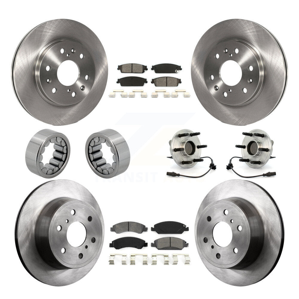 Front Rear Hub Bearing Brake Rotor & Pad Shoe Kit (10Pc) For Chevrolet GMC Sierra 1500 XL KBB-109913