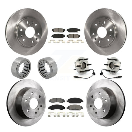 Front Rear Hub Bearing Brake Rotor & Pad Shoe Kit (10Pc) For Chevrolet GMC Sierra 1500 XL KBB-109913