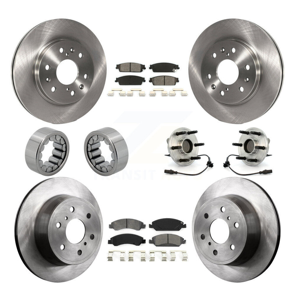 Front Rear Hub Bearing Brake Rotor & Pad Shoe Kit (10Pc) For Chevrolet GMC Sierra 1500 XL KBB-109913