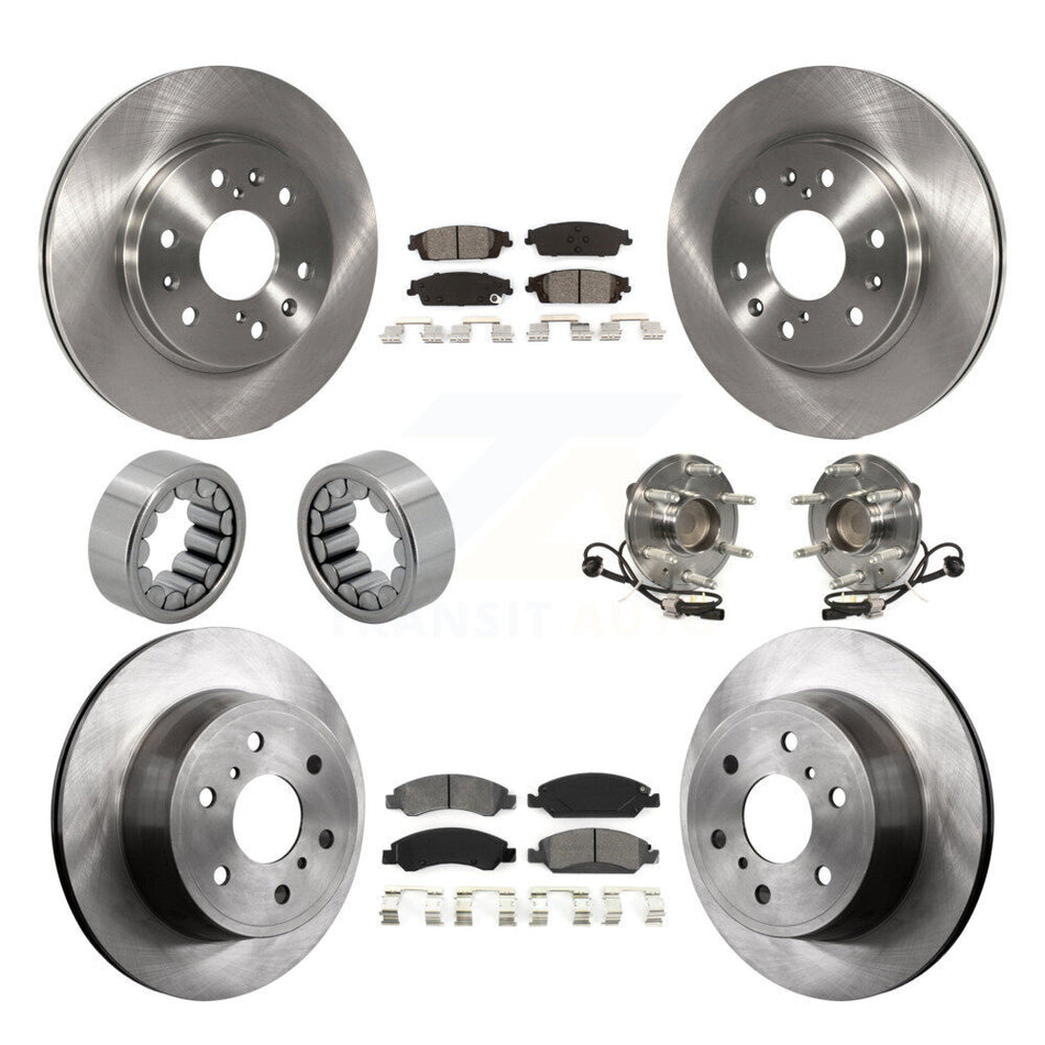Front Rear Hub Bearing Brake Rotor & Pad Shoe Kit (10Pc) For GMC Sierra 1500 Chevrolet XL KBB-109915