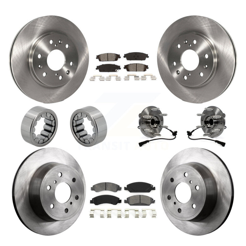 Front Rear Hub Bearing Brake Rotor & Pad Shoe Kit (10Pc) For GMC Sierra 1500 Chevrolet XL KBB-109917