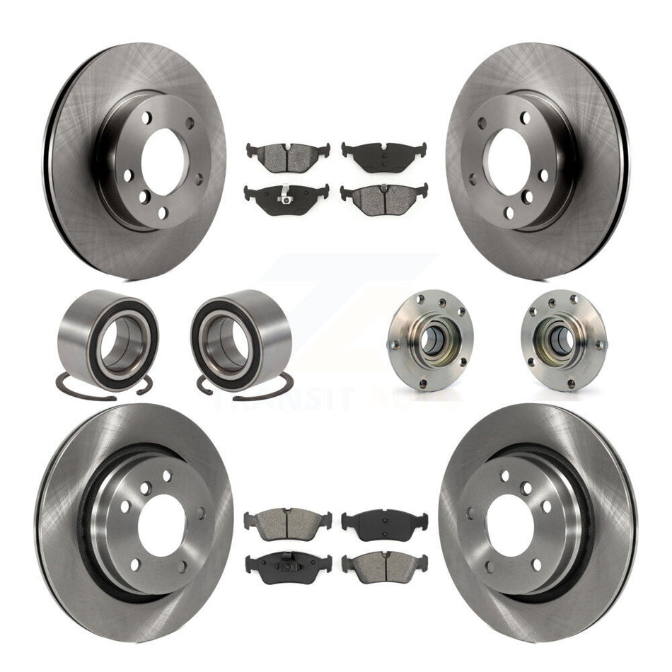 Front Rear Wheel Hub Bearings Assembly Disc Brake Rotors And Semi-Metallic Pads Shoes Kit (10Pc) For 1998-1998 BMW 328i 328is With 294mm Diameter Rotor KBB-109925