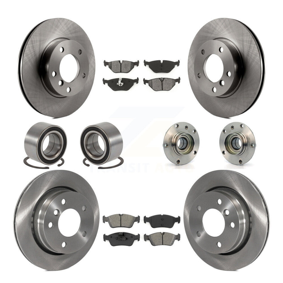 Front Rear Wheel Hub Bearings Assembly Disc Brake Rotors And Semi-Metallic Pads Shoes Kit (10Pc) For BMW 323i 323Ci 328i KBB-109926
