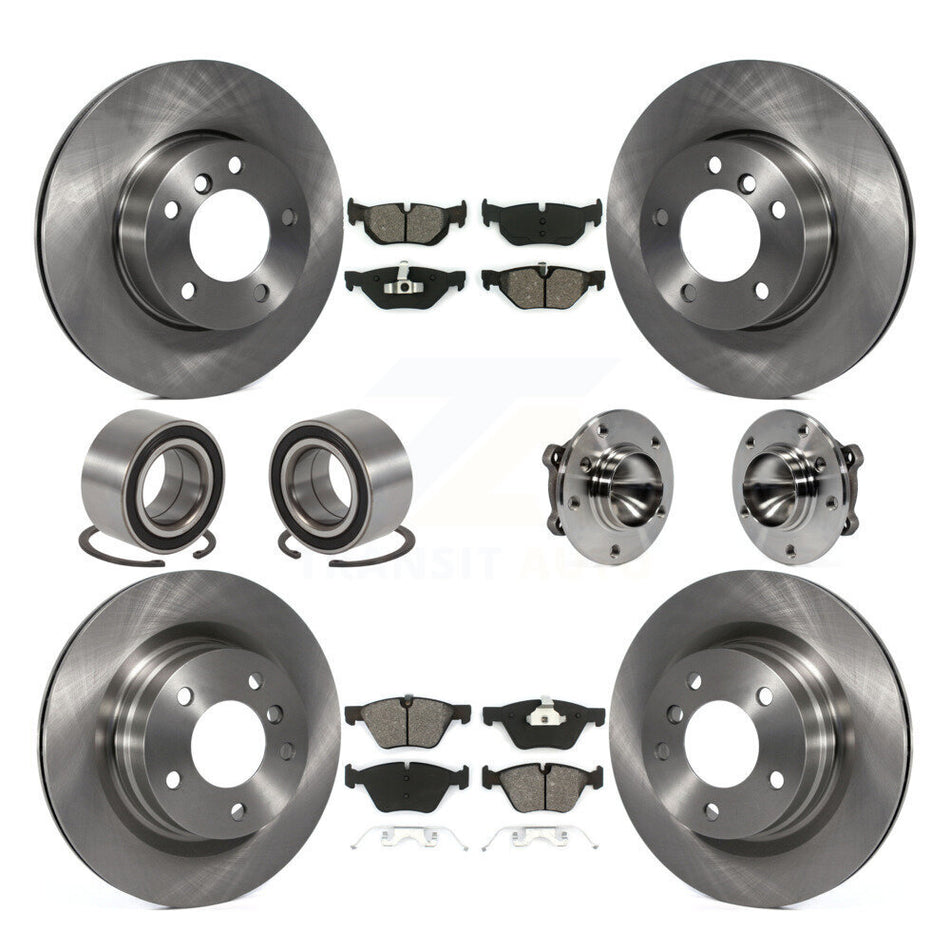 Front Rear Wheel Hub Bearings Assembly Disc Brake Rotors And Semi-Metallic Pads Shoes Kit (10Pc) For BMW 328i 325i 323i KBB-109929