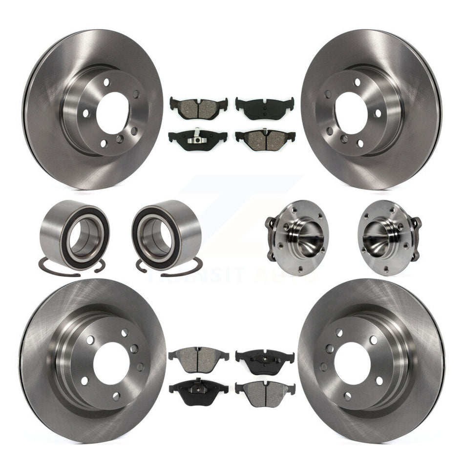 Front Rear Wheel Hub Bearings Assembly Disc Brake Rotors And Semi-Metallic Pads Shoes Kit (10Pc) For BMW 328i 323i KBB-109932