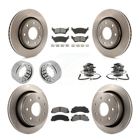 Front Rear Hub Bearing Brake Rotor & Pad Shoe Kit (10Pc) For Ford F-150 With 7 Lug Wheels KBB-109983