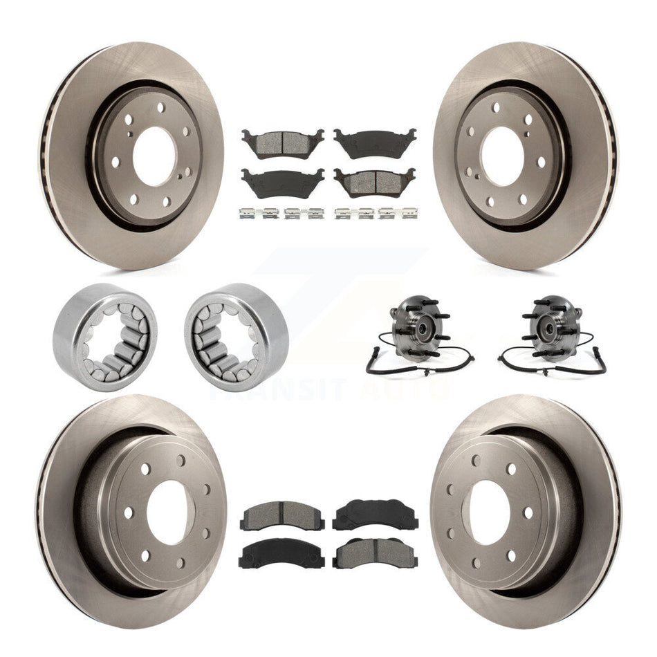 Front Rear Hub Bearing Brake Rotor & Pad Shoe Kit (10Pc) For Ford F-150 With 7 Lug Wheels KBB-109983