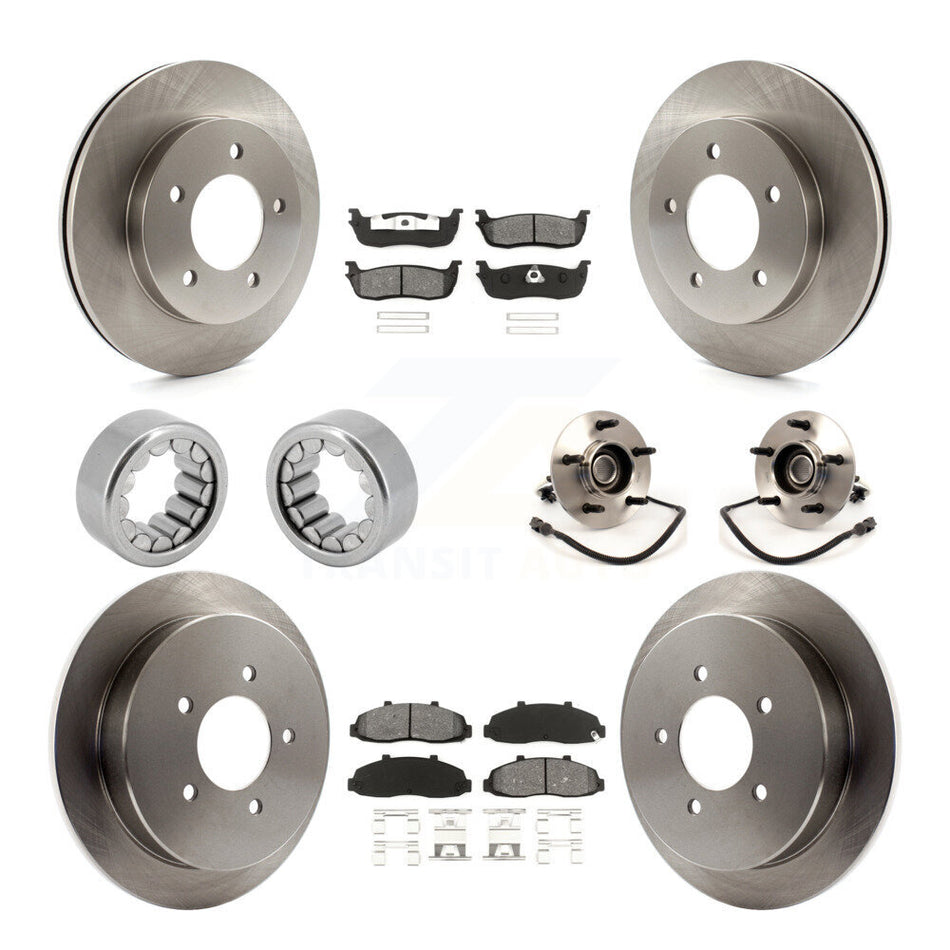 Front Rear Hub Bearing Assembly Disc Brake Rotors And Pads Shoe Kit (10Pc) For Ford F-150 KBB-109987