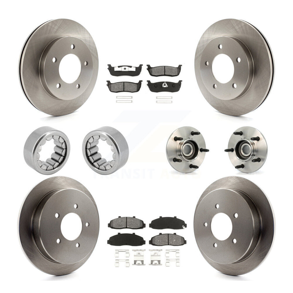 Front Rear Hub Bearing Assembly Disc Brake Rotors And Pads Shoe Kit (10Pc) For Ford F-150 KBB-109990
