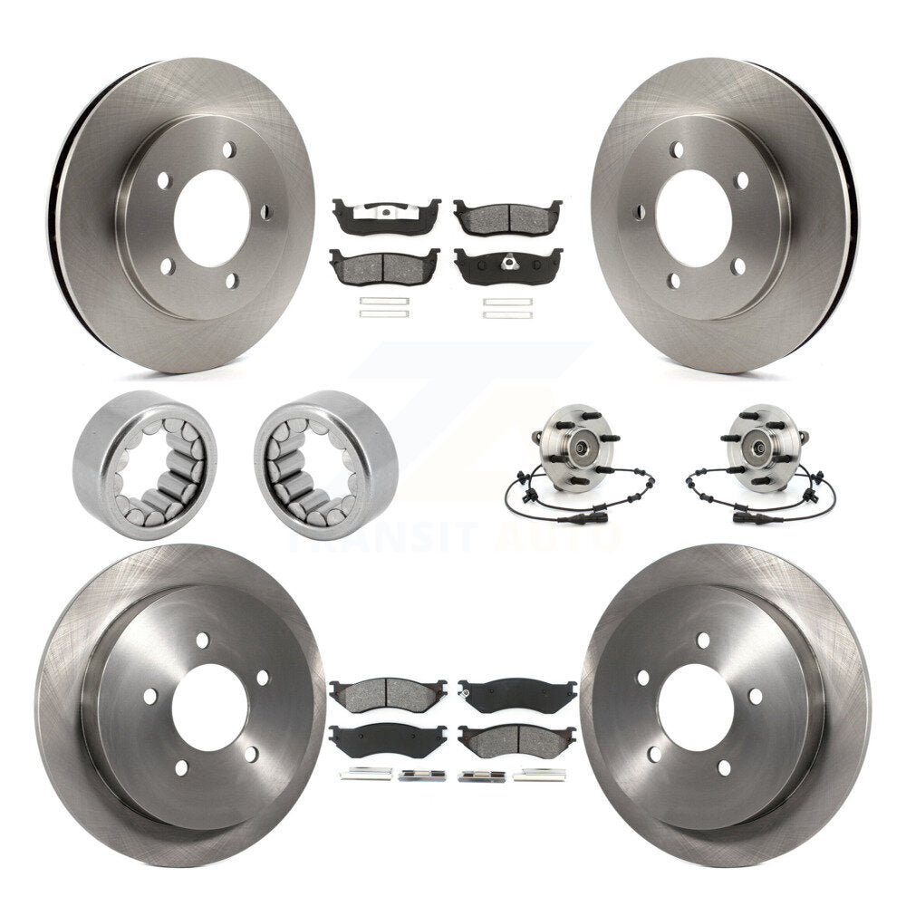 Front Rear Hub Bearing Disc Brake Rotor & Pad Shoe Kit (10Pc) For Ford Expedition Lincoln KBB-110005