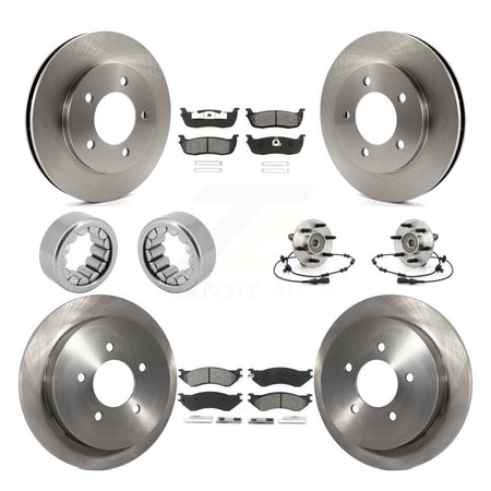 Front Rear Hub Bearing Disc Brake Rotor & Pad Shoe Kit (10Pc) For Ford Expedition Lincoln KBB-110005