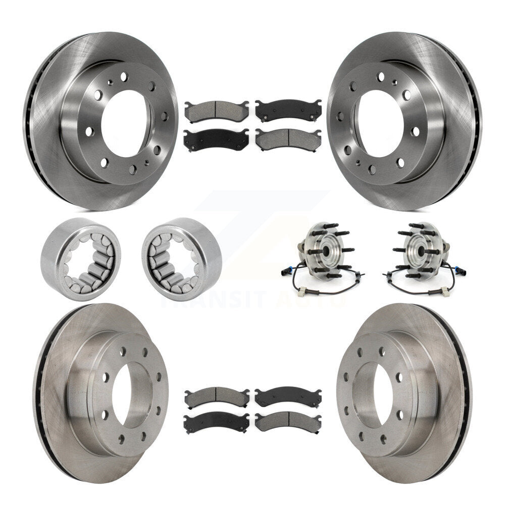 Front Rear Hub Bearing Brake Rotor & Pads Shoe Kit (10Pc) For Hummer H2 With 8 Lug Wheels KBB-110014