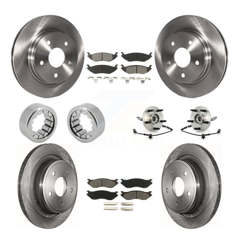 Front Rear Wheel Hub Bearing Disc Brake Rotor And Pads Shoe Kit (10Pc) For Dodge Ram 1500 KBB-110027