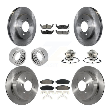 Front Rear Hub Bearing Brake Rotor Pads Shoe Kit (10Pc) For 2006-2008 Lincoln Mark LT 4WD KBB-110028