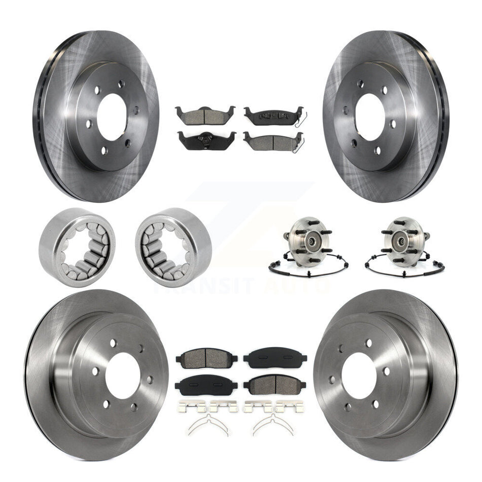 Front Rear Hub Bearing Brake Rotor Pads Shoe Kit (10Pc) For 2006-2008 Lincoln Mark LT 4WD KBB-110028