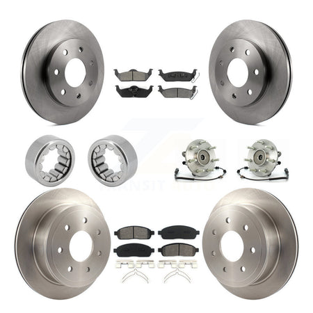 Front Rear Hub Bearing Brake Rotor Pads Shoe Kit (10Pc) For 2006-2008 Lincoln Mark LT 4WD KBB-110030