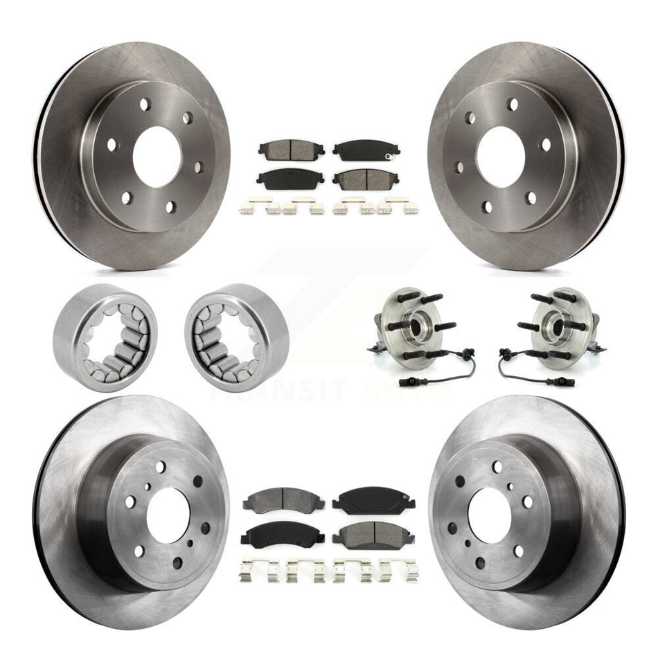 Front Rear Wheel Hub Bearing Disc Brake Rotor And Pad Shoe Kit (10Pc) For GMC Sierra 1500 KBB-110035