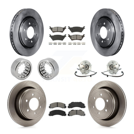 Front Rear Hub Bearing Disc Brake Rotors And Pads Shoe Kit (10Pc) For 2014 Ford F-150 4WD KBB-110057