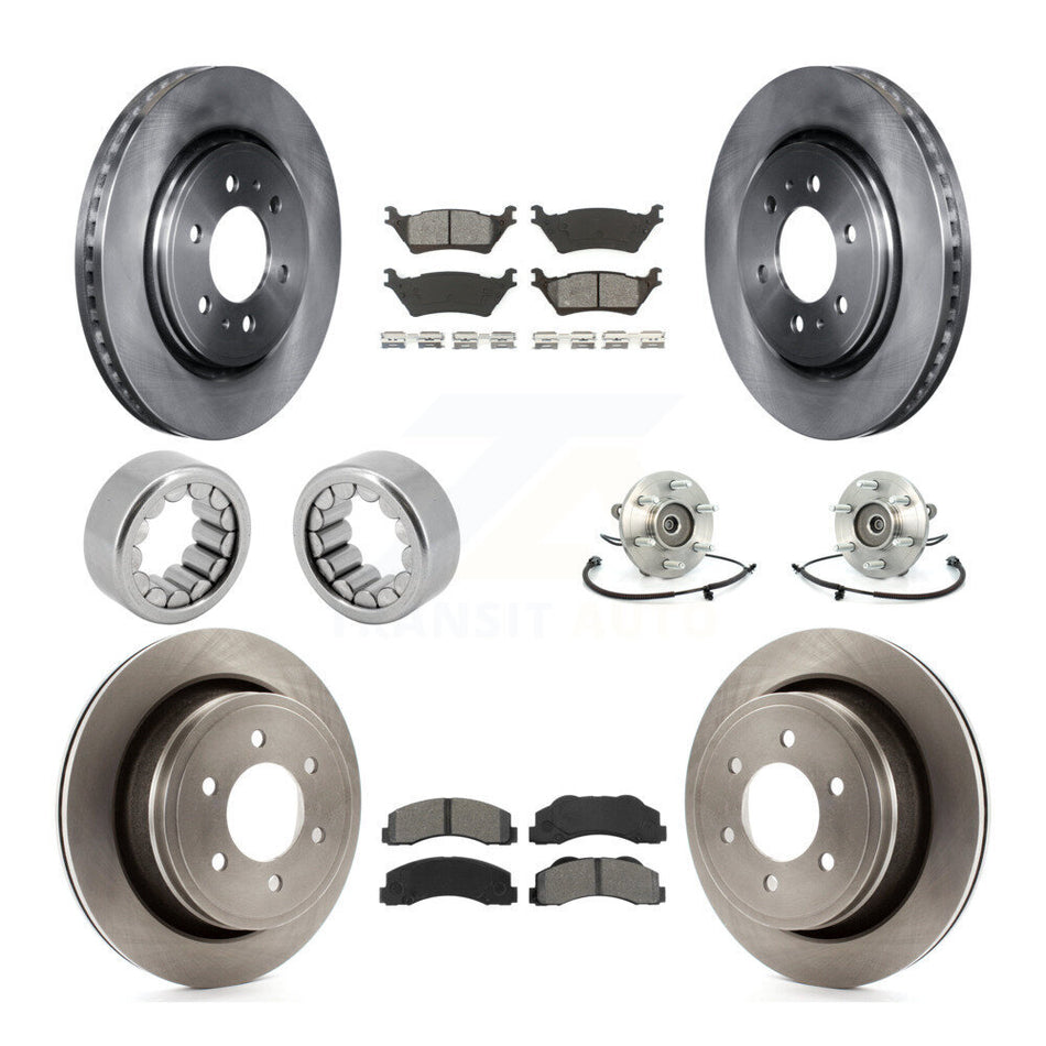 Front Rear Hub Bearing Disc Brake Rotors And Pads Shoe Kit (10Pc) For 2014 Ford F-150 4WD KBB-110057